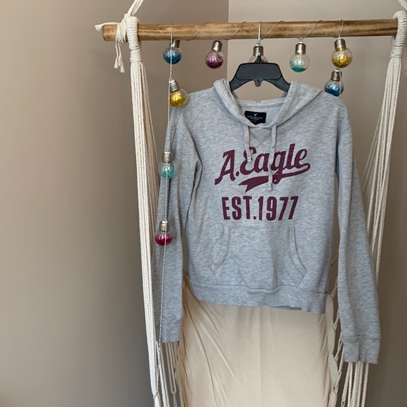 American Eagle Outfitters Tops - 2/$15 American Eagle- hoodie- SP- gray/ burgundy